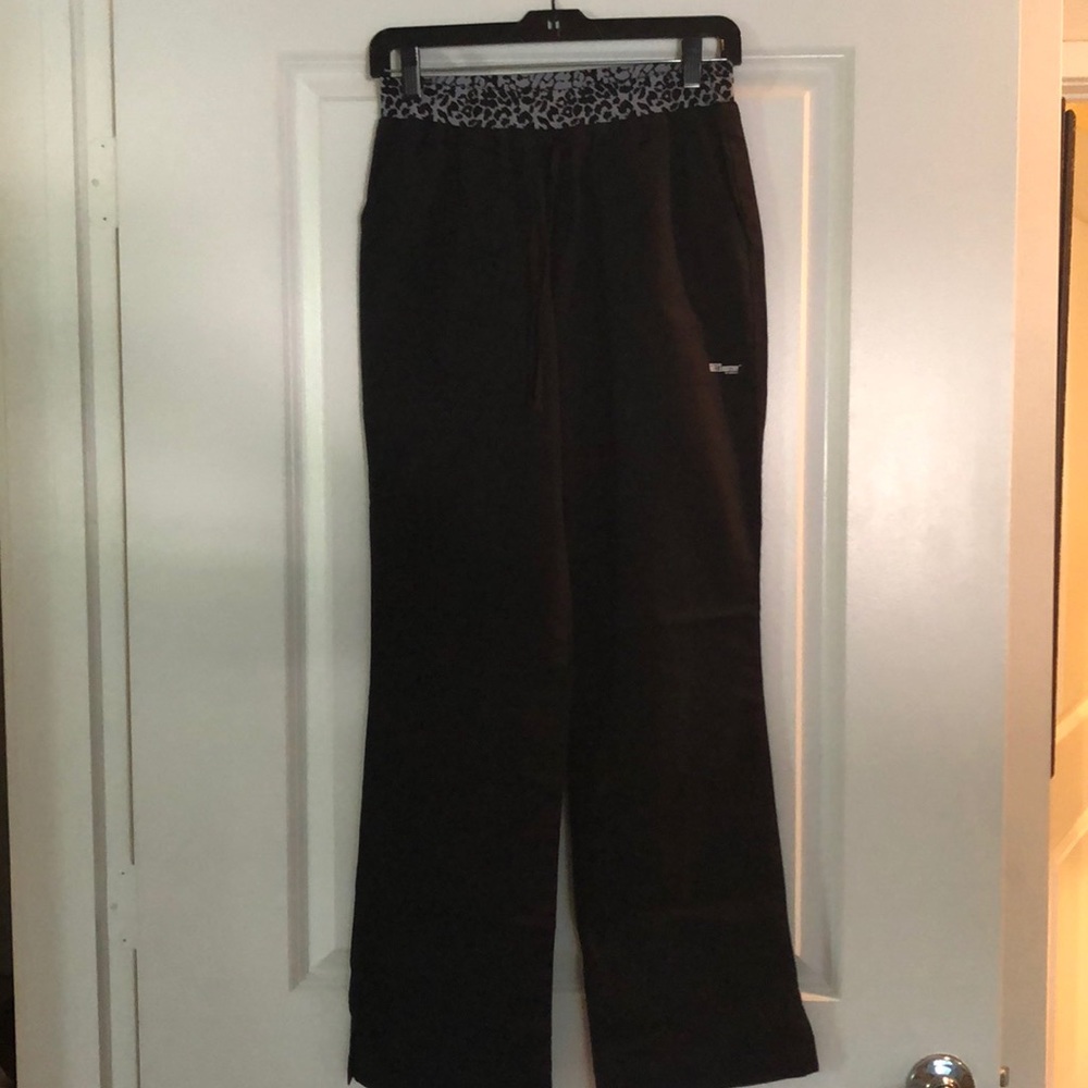 Greys anatomy scrub pants with cheetah trim